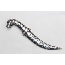 1 Pc Tiger Dagger Knife Silver Work Handmade Damascus Steel Blade Handle B74